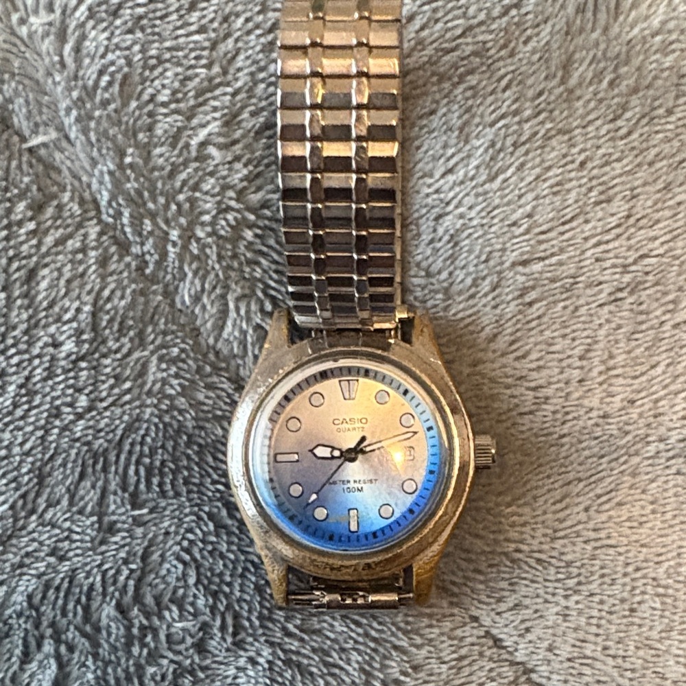 Casio Watch Ombre blue and silver (Rare)